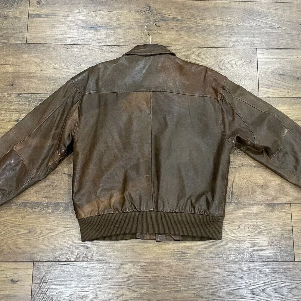 Bechamel Brown Leather Bomber Jacket - Picture 10 of 14